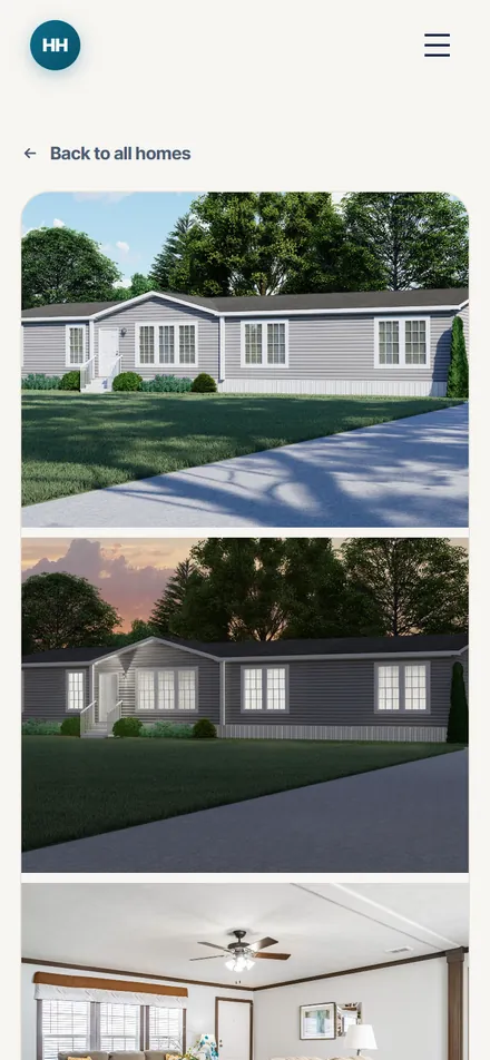 A homesbyhayden.com listing on a phone with its photo gallery