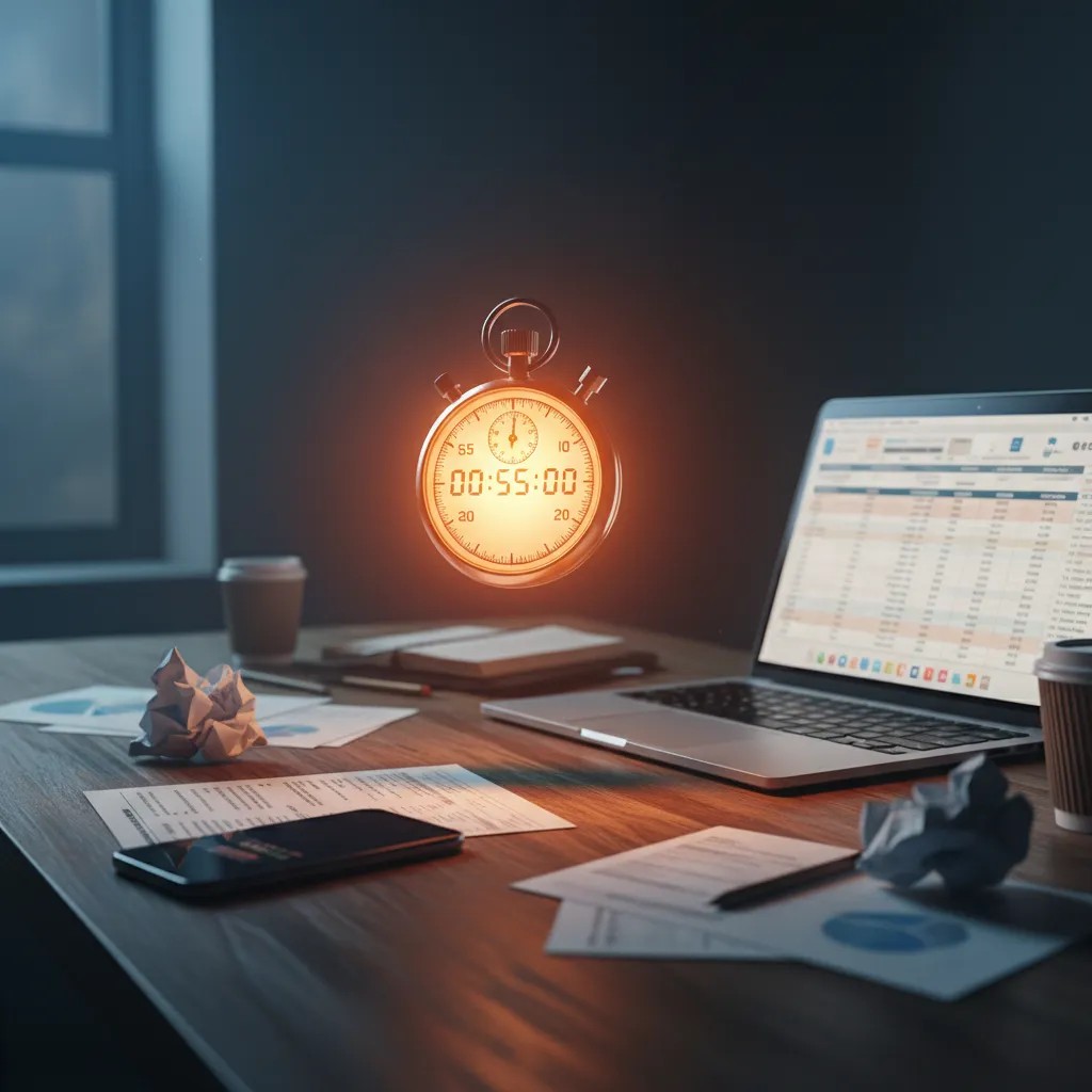 Speed to lead — glowing stopwatch on a dark desk