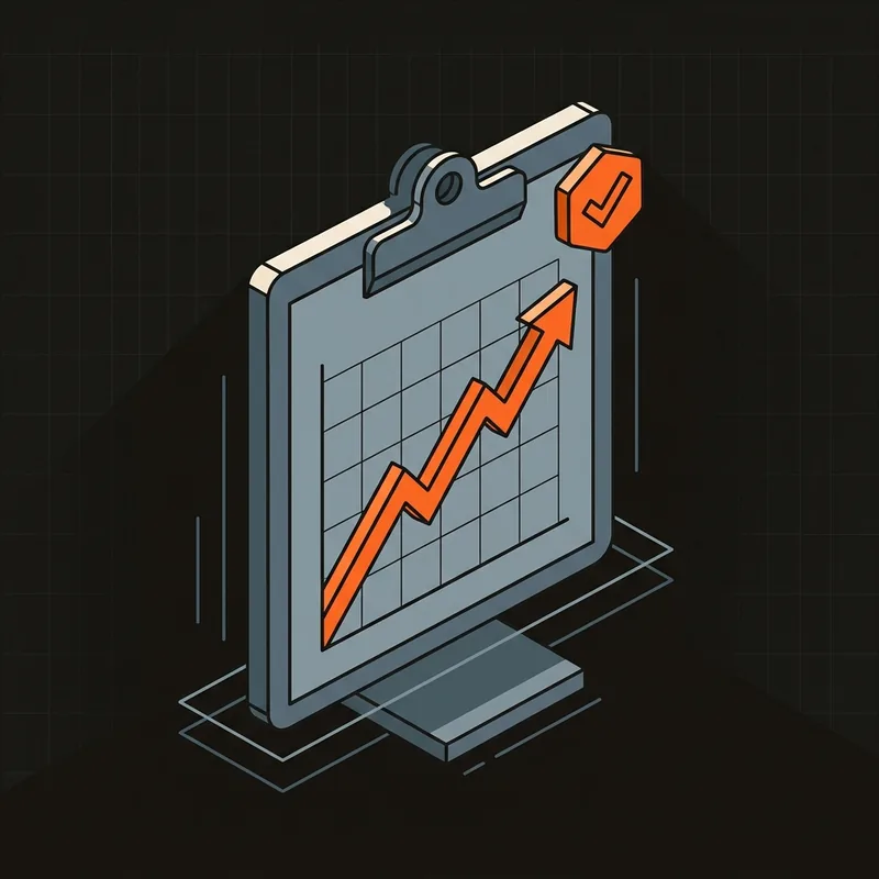 A report board with a rising trend line and an approval badge